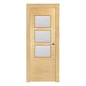 PUERTA INTERIOR EN BLOCK MELAMINA ROBLE VT5 VIDRIADA 80.5CM IZQUIERDA - 1