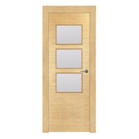 PUERTA INTERIOR EN BLOCK MELAMINA ROBLE VT5 VIDRIADA 80.5CM IZQUIERDA - 1