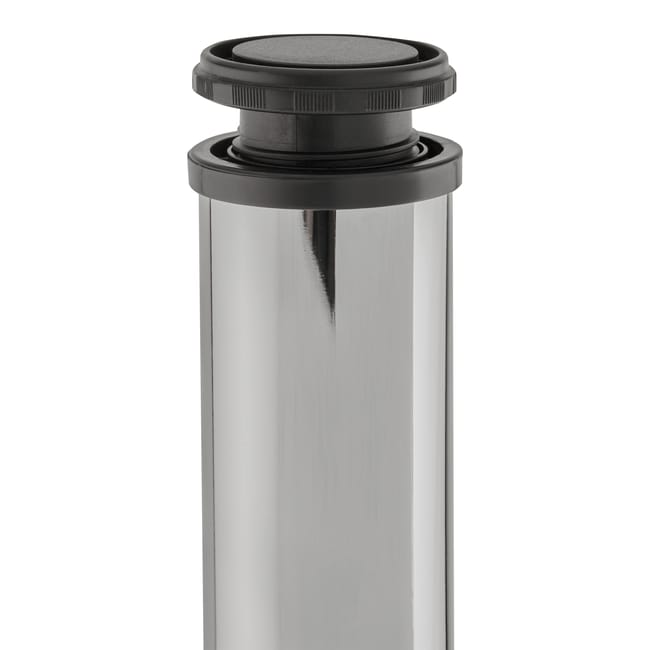 PATA MUEBLE ACERO REDONDA CON NIVELADOR 710MM 60MM CROMO BRILLO. - 1