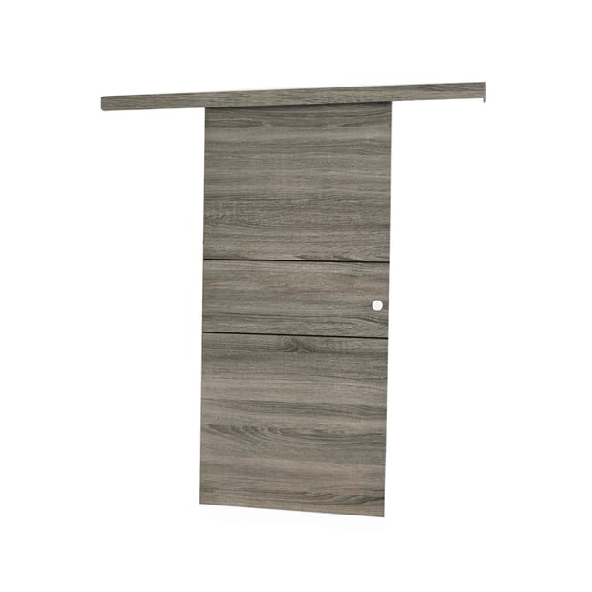 KIT RAIL + EMBELLECEDOR PUERTA CORREDERA LISA MELAMINA GRIS T - 1