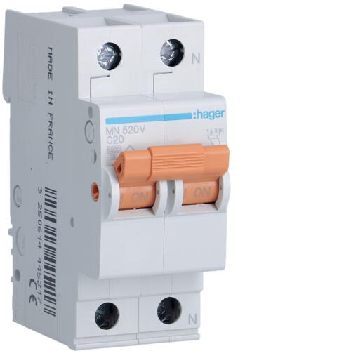 AUTOMATICO 1P+N 2 MODULOS 20A MANETA NARANJA HAGER