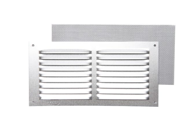 REJILLA DE VENTILACION CON MOSQUITERA SOBREPONER ALUMINIO BRUTO 10 X 20 CM. ESPESOR 0.8  MM - 1