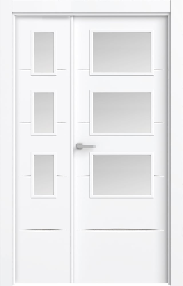 PUERTA INTERIOR EN BLOCK LACADA BLANCO LU5 VIDRIADA 82.5 + 42.5 CM DERECHA
