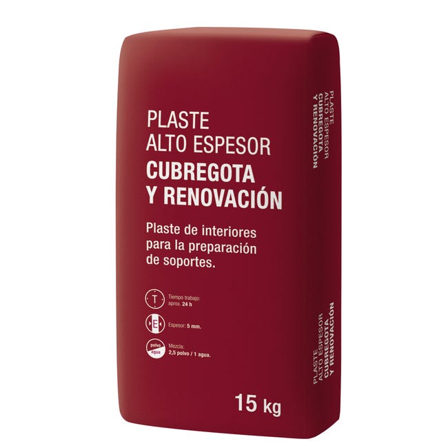 PLASTE EN POLVO CAPA GRUESA 15KG CUBREGOTA Y RENOVACION - 1