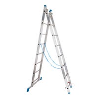 ESCALERA METÁLICA TRANSFORMABLE DE ALUMINIO 8+8 PELDAÑOS - 1