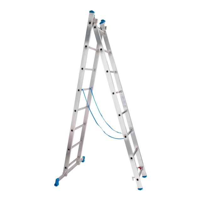 ESCALERA METÁLICA TRANSFORMABLE DE ALUMINIO 8+8 PELDAÑOS