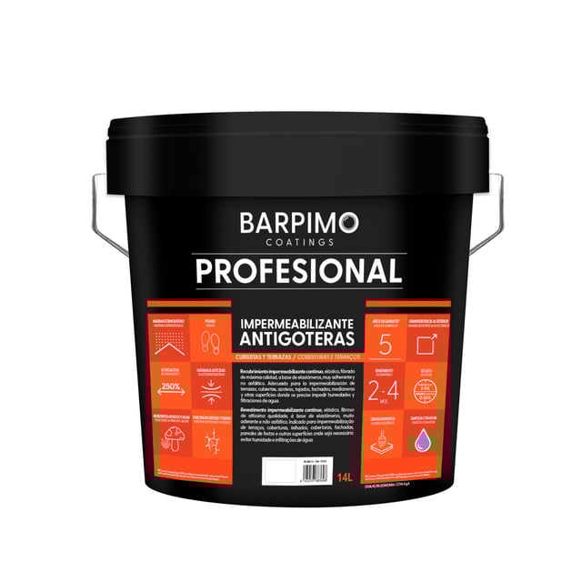 IMPERMEABILIZANTE CAUCHO PROFESIONAL 14L BLANCO