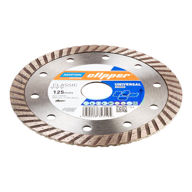 DISCO DE DIAMANTE AMOLADORA CORTE GENERAL DE OBRA BANDA CONTÍNUA TURBO CLASSIC 125MM CLIPPER