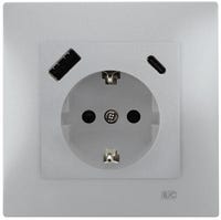 SCHUKO CON USB SERIE SERIE VIVA PLATA - 1