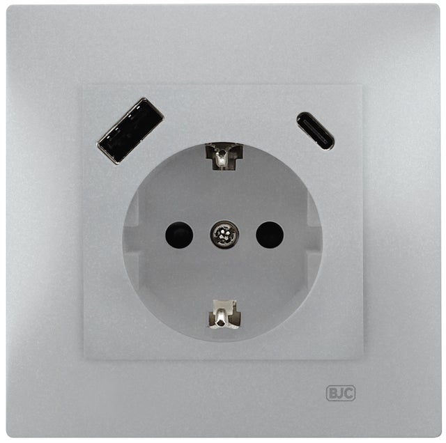 SCHUKO CON USB SERIE SERIE VIVA PLATA