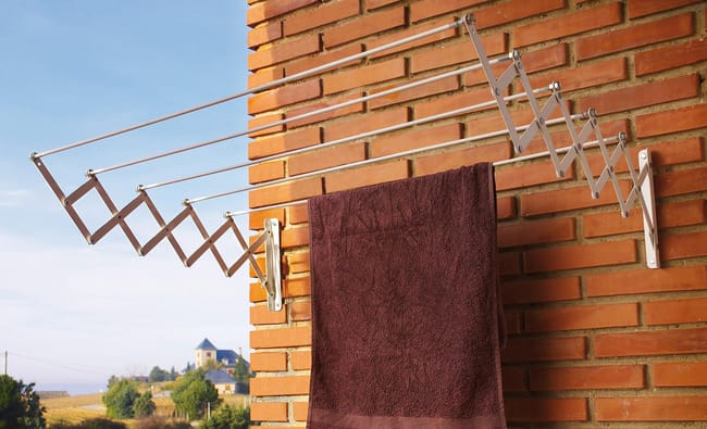 TENDEDERO DE ROPA EXTENSIBLE PLEGABLE DE PARED EXTERIOR E INTERIOR 180CM - 1