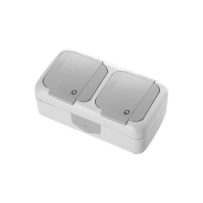 SCHUKO DOBLE SERIE SIEMENS COLOR GRIS IP54 - 1