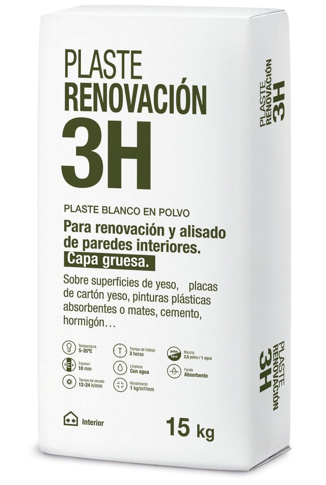 PLASTE EN POLVO CAPA GRUESA 15KG  RENOVACIÓN 3 HORAS
