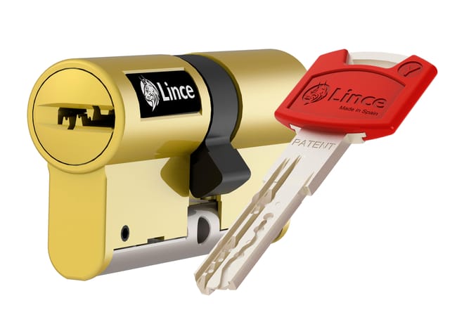 CILINDRO TRIPLE BLOQUEO  30 X 30 MM C7 LATONADO LINCE - 1