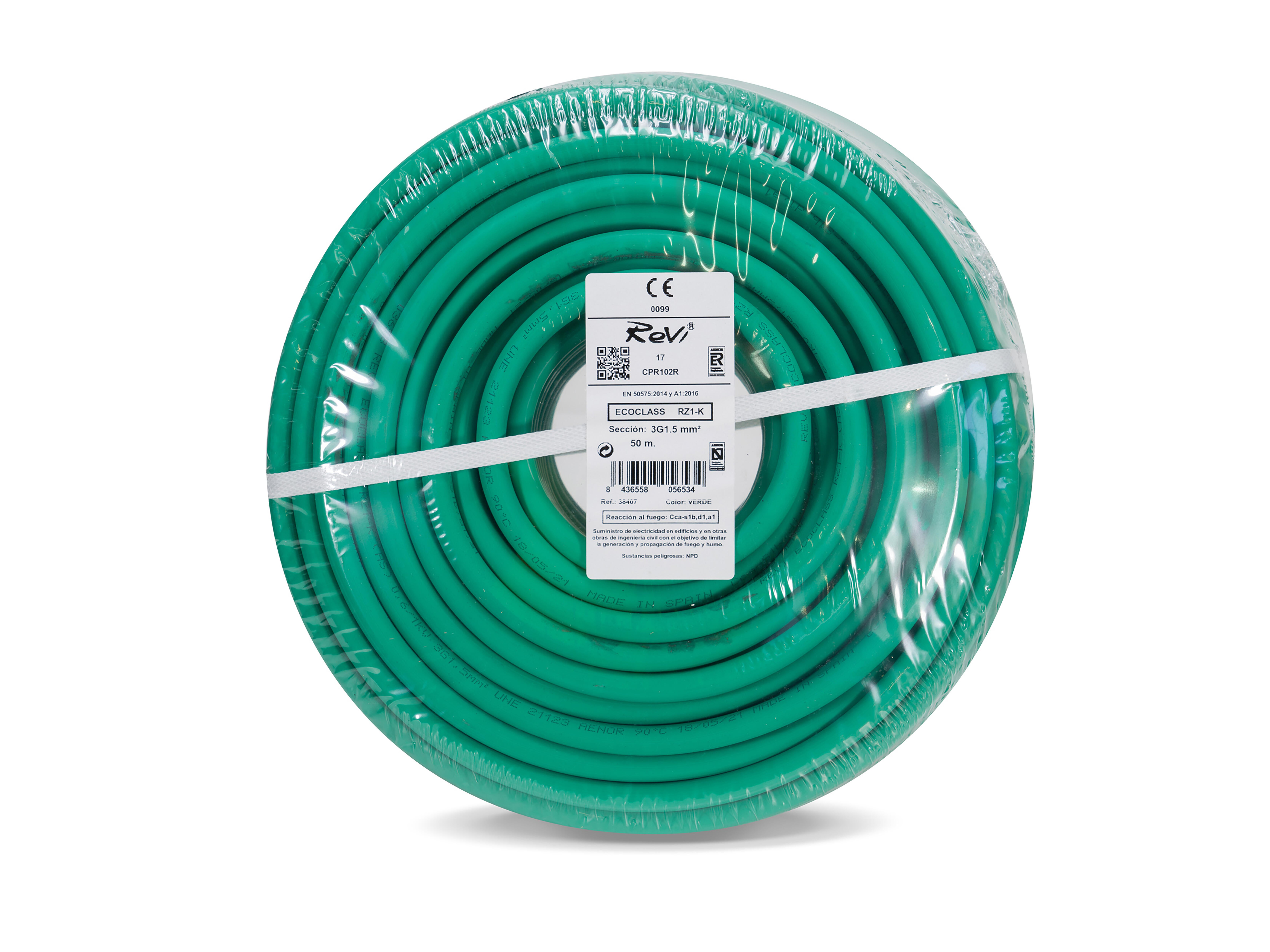 CABLE LIBRE DE HALÓGENOS RZ1-K 3G 1.5MM2 VERDE 50M - 2