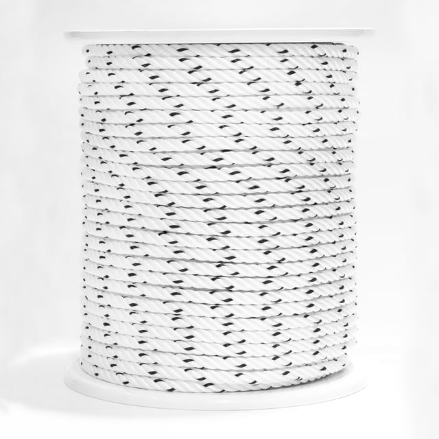 CUERDA POLIPROPILENO CABLEADA 10MM. 1M BLANCO CON PINTAS NEGRAS ROMBULL