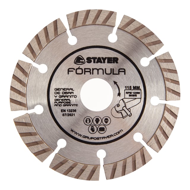 DISCO DE DIAMANTAMOLADORA CORTE GENERAL DE OBRA SEGMENTADO 115MM STAYER