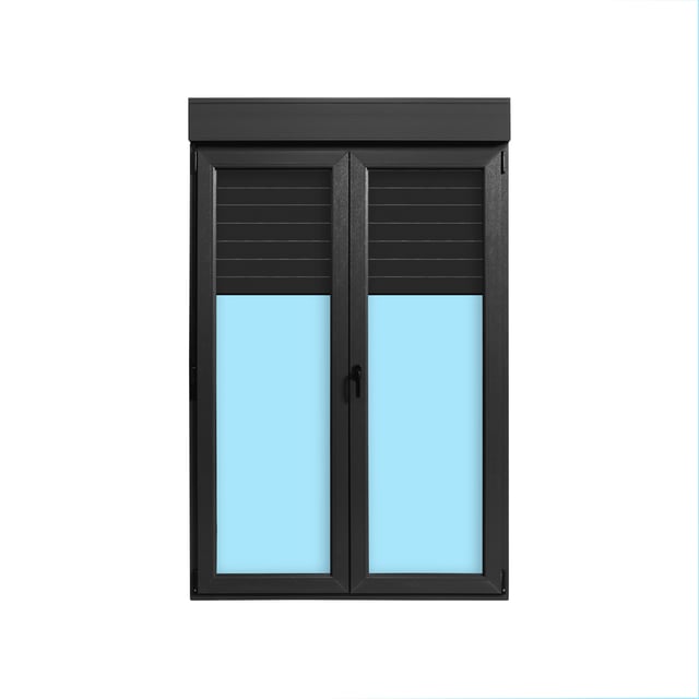 BALCONERA PVC OSCILOBATIENTE CON PERSIANA  GRIS GRAFITO 140X218CM