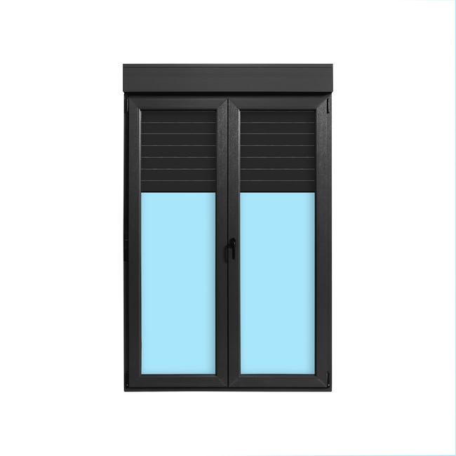 BALCONERA PVC OSCILOBATIENTE CON PERSIANA  GRIS GRAFITO 140X218CM - 1