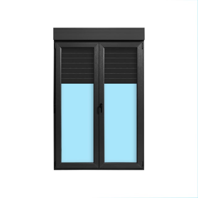 BALCONERA PVC OSCILOBATIENTE CON PERSIANA  GRIS GRAFITO 140X218CM