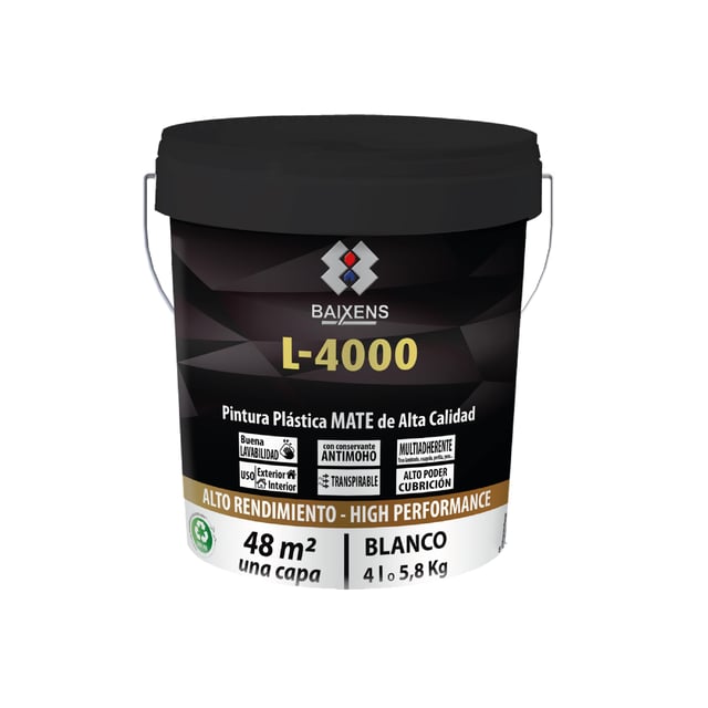 PINTURA PLASTICA BLANCA MATE 15L L4000