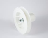 POLEA DE PVC COMPACTO 120 CON ESPIGA DE 10 EJE 40 MM Y CINTA 18 MM - 1