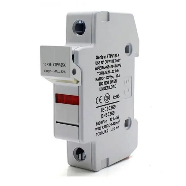 PORTAFUSIBLE 10X38 1000VDC 1P - 1