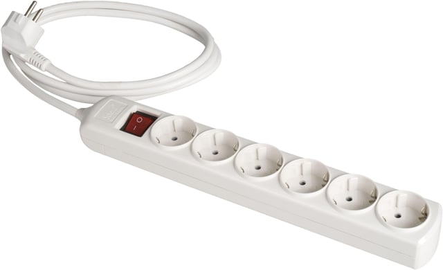 BASE MULTIPLE 6 TOMAS CON INTERRUPTOR CON CABLE 3X1.5MM2 1.5 METROS