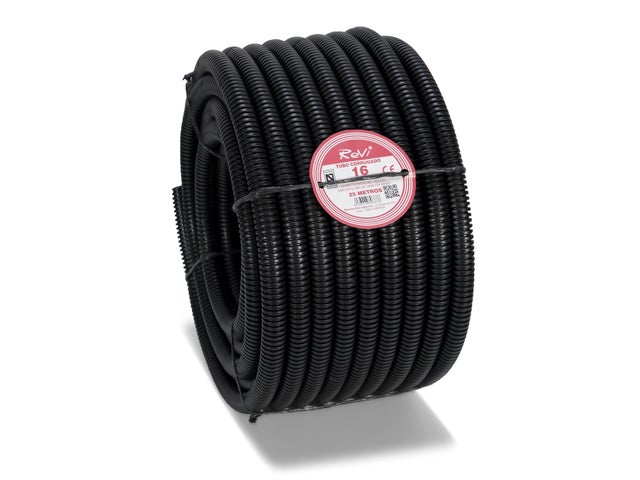 TUBO CORRUGADO ARTICULADO NEGRO 16MM 25M