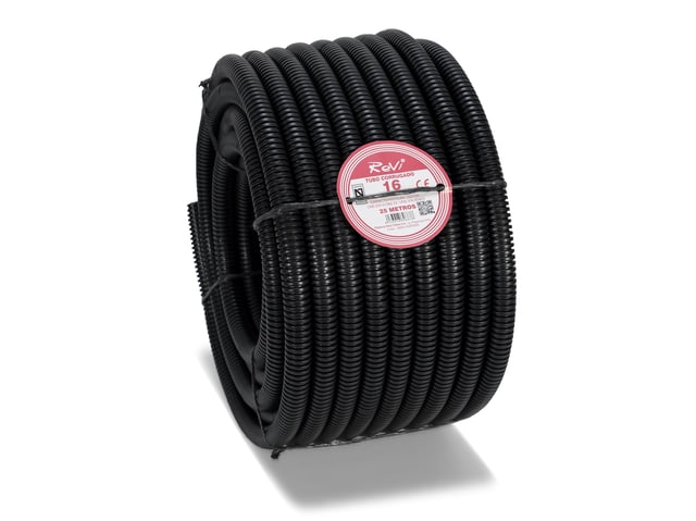 TUBO CORRUGADO ARTICULADO NEGRO 16MM 25M