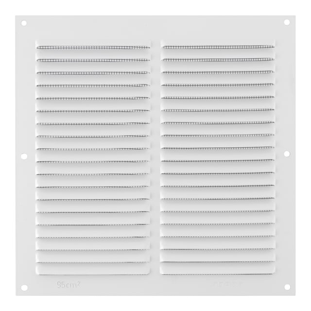 REJILLA DE VENTILACION CON MOSQUITERA SOBREPONER ALUMINIO BLANCO 20 X 20 CM. ESPESOR 0.8  MM