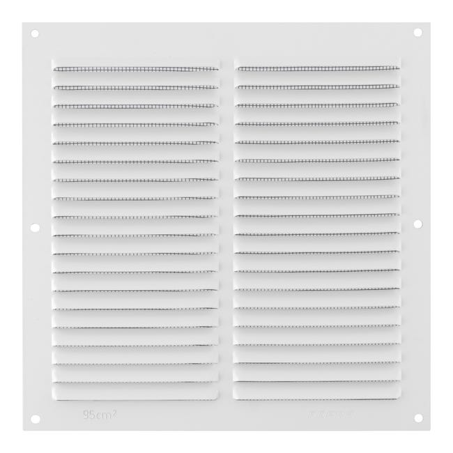 REJILLA DE VENTILACION CON MOSQUITERA SOBREPONER ALUMINIO BLANCO 20 X 20 CM. ESPESOR 0.8  MM - 1