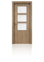 PUERTA ABATIBLE EN BLOCK VINILO CASTAÑO 72,5CM  IZQUIERDA - 1