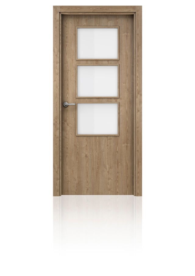 PUERTA ABATIBLE EN BLOCK VINILO CASTAÑO 80,5CM  IZQUIERDA