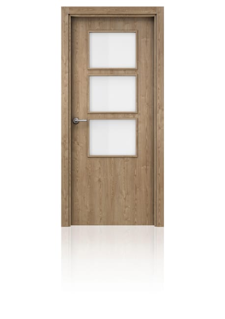 PUERTA ABATIBLE EN BLOCK VINILO CASTAÑO 72,5CM  IZQUIERDA - 1