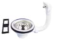 VÁLVULA FREGADERO 115MM CON VÁSTAGO Y REBOSADERO BLANCO TECNOAGUA - 1