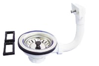 VÁLVULA FREGADERO 115MM CON VÁSTAGO Y REBOSADERO BLANCO TECNOAGUA - 1