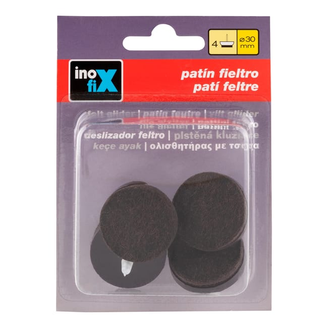 PATIN DESLIZADOR CON FIELTRO DE CLAVAR  30 MM MARRON. 4 UDS - 1