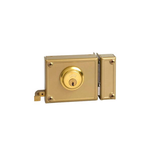 CERRADURA SOBREPONER 100 MM PINTADA DORADA 12 8 IZQUIERDA JIS