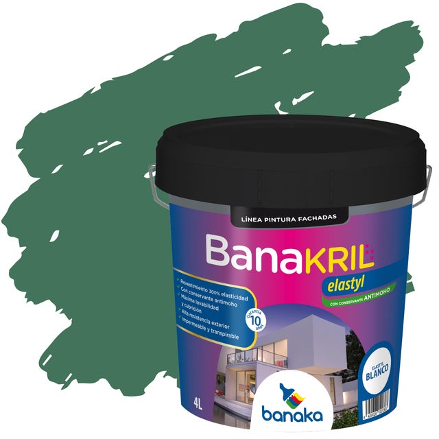 REVESTIMIENTO FACHADAS MATE BANAKRIL ELASTYL 4L VERDE