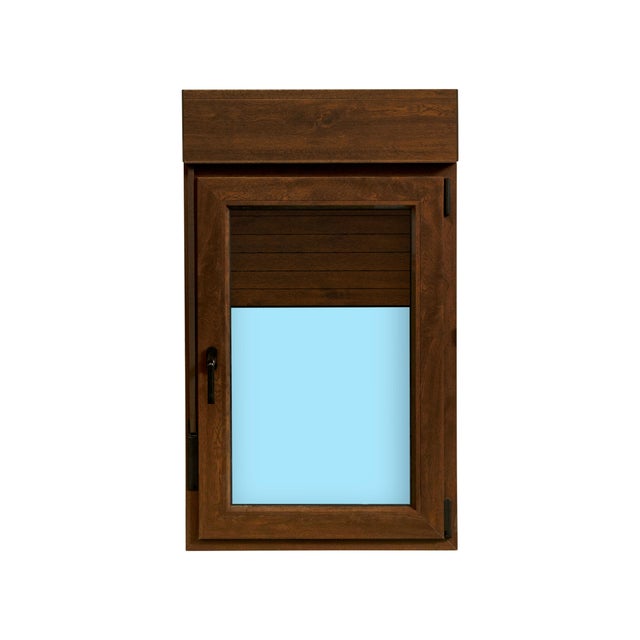 VENTANA PVC OSCILOBATIENTE CON PERSIANA NOGAL 70X118CM