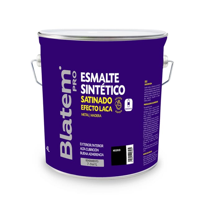 ESMALTE SINTETICO SATINADO 4L NEGRO - 1