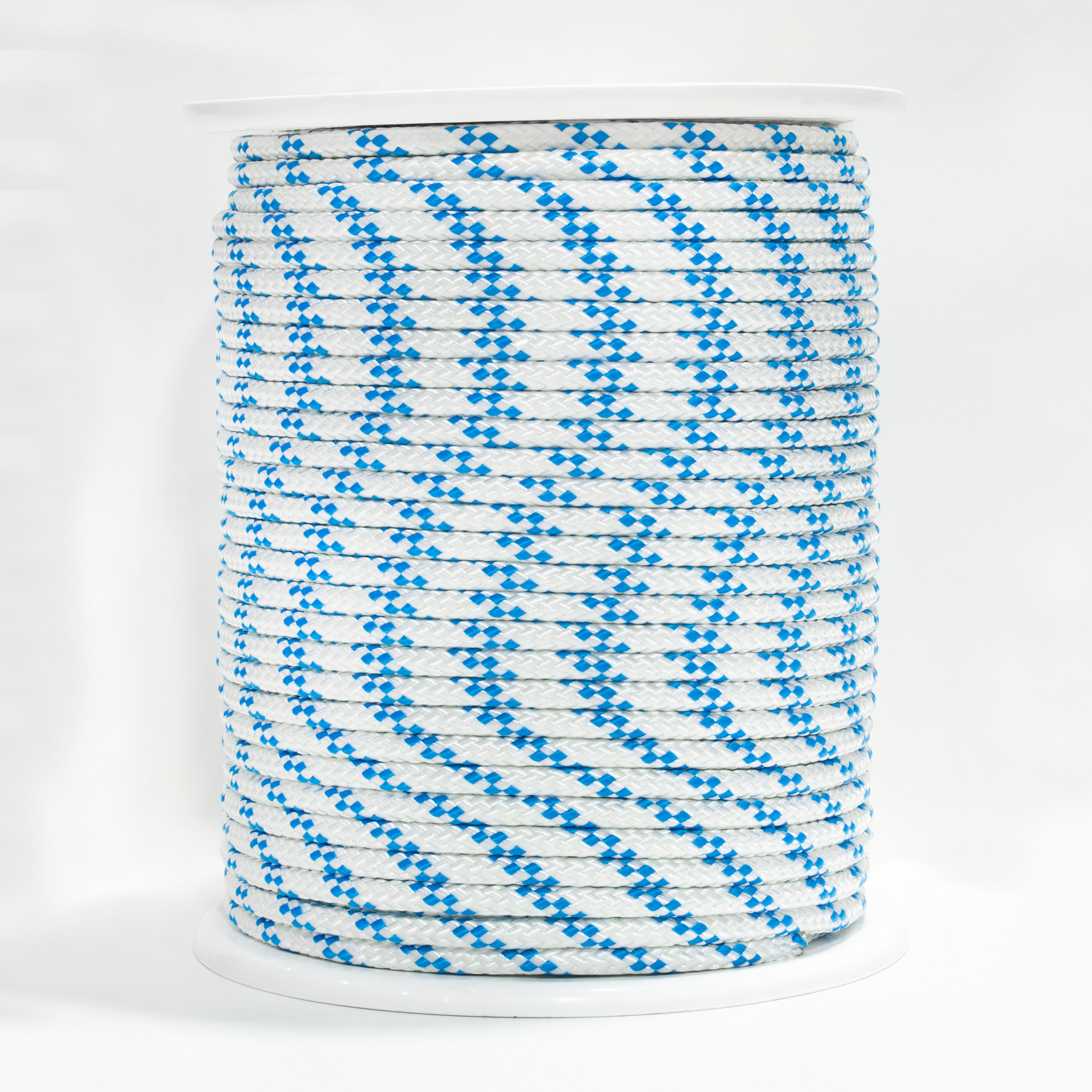 CUERDA POLIAMIDA TRENZADA CON ALMA 10MM. 1M BLANCO CON PINTAS AZULES ROMBULL - 3