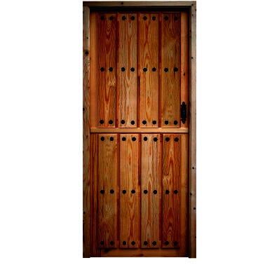 PUERTA ENTRADA CASTELLANA MACIZA MADERA CASTAÑO 80 CM IZQUIERDA
