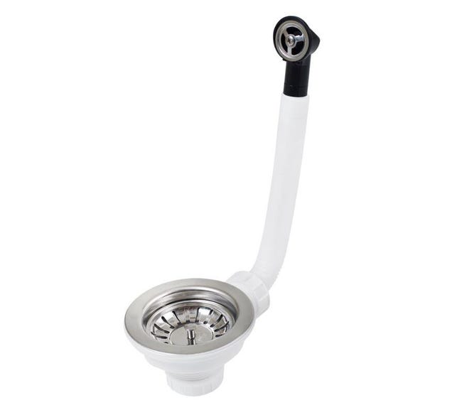 VÁLVULA FREGADERO 115MM CON REBOSADERO BLANCO TEKA - 1