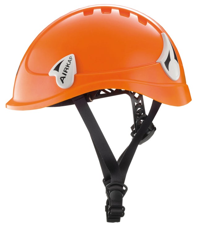 CASCO DE TRABAJOS EN ALTURA CON BARBUQUEJO NARANJA KAPRIOL
