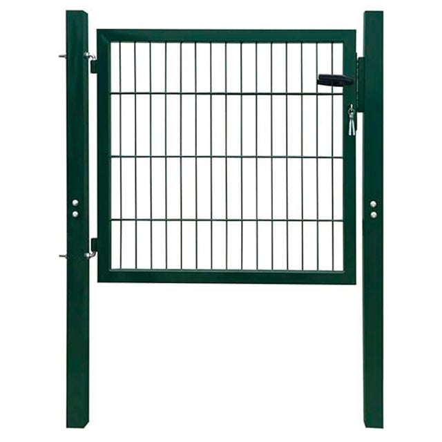 PUERTA METÁLICA POSTE CUADRADO VERDE 1X1 M MALLA 50X50 MM