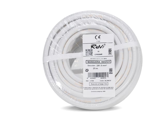 CABLE ELÉCTRICO H05VV-F 2X1.5MM2 BLANCO 25M - 1