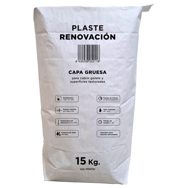 PLASTE EN POLVO CAPA GRUESA15KG RENOVACION 2H 