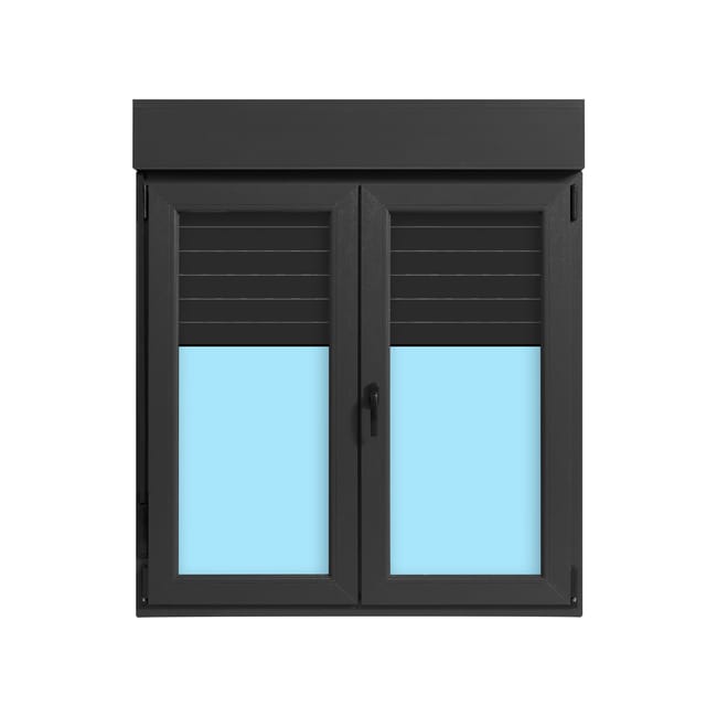 VENTANA PVC  OSCILOBATIENTE CON PERSIANA GRIS GRAFITO 120X138CM - 1